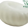 Viha's Butter Soap - Handmade, a glossy white oval object with diagonal fluted ridges curving along its rounded surface