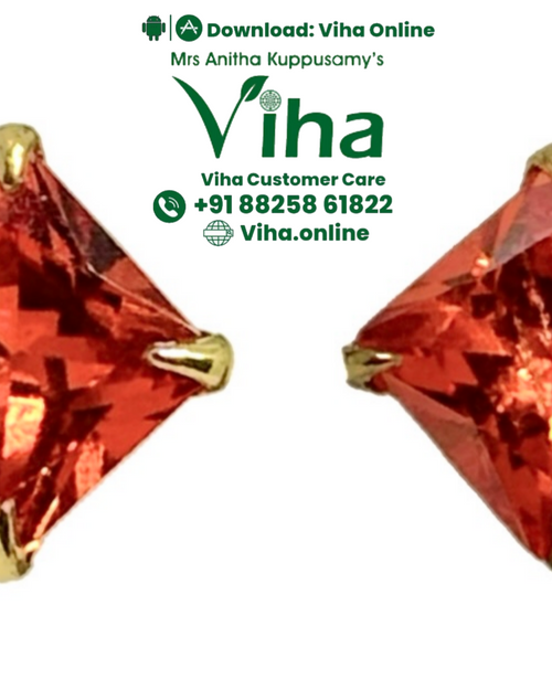 Carnelian Stone Studs, square faceted stones held in four claws