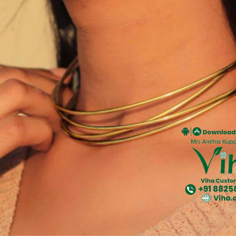 Metal Necklace - Premium Quality with multiple thin wire strands
