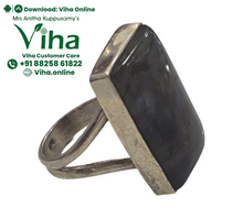 Natural Labradorite Unisex Silver Ring - Adjustable