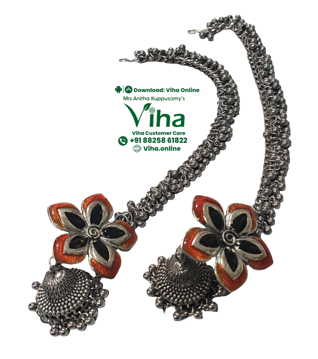 German Silver Jhumka With Mattal