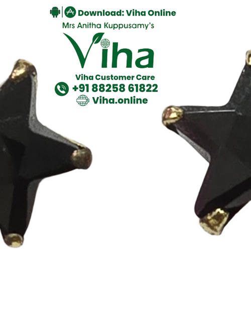 Black Tourmaline Stud, star earrings