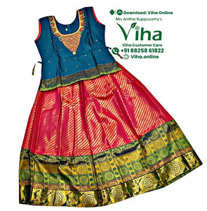 Readymade Pavadai Set With Sleeves / Lehenga Set  8 - 9 years