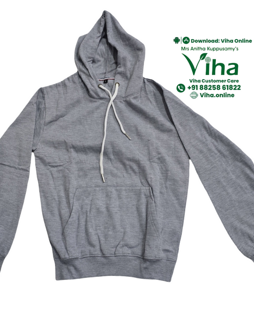 Unisex Hoodie, grey, drawstring hood