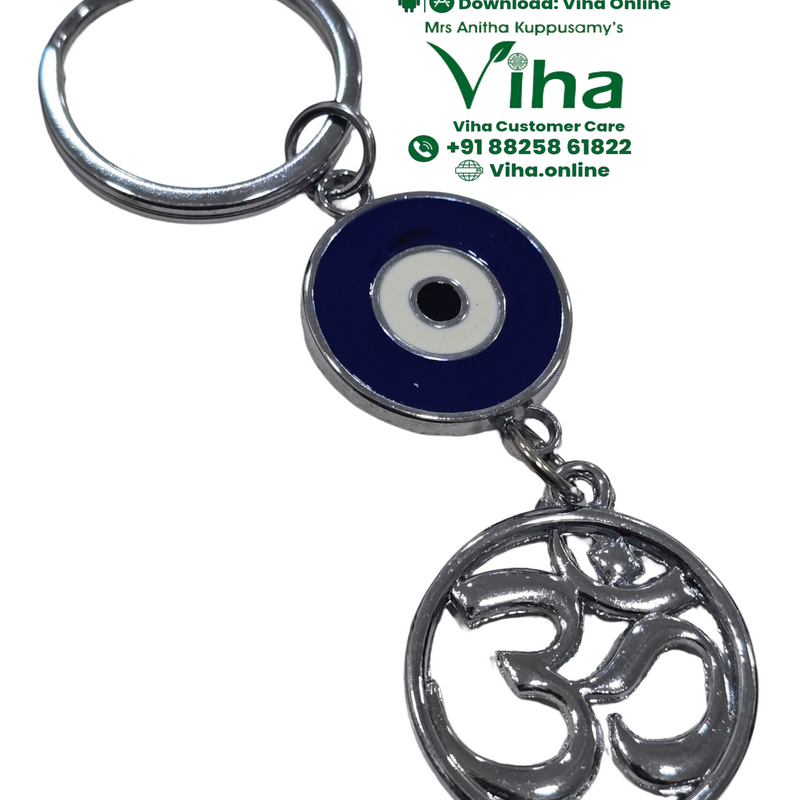 Evil Eye Key Chain with a circular eye motif and symbol pendant