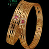Designer Fancy Bangles with openwork grid pattern and red stone