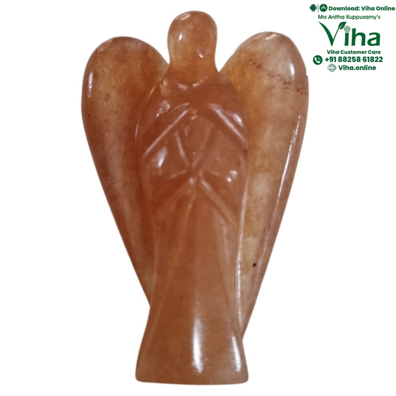 Red Aventurine Angel, a figure with carved folded wings