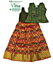 Readymade Pavadai Set With Sleeves / Lehenga Set - 7 to 8 Years