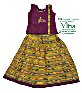 Readymade Pavadai Set With Sleeves / Lehenga Set - 6 to 7 Yrs