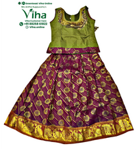 Readymade Pavadai Set With Sleeves / Lehenga Set - 6 to 7 Yrs