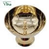 Athma Vilakku Brass, a shiny gold-toned metal bowl with a central upright post, resting on a pedestal base