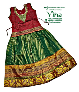 Readymade Pavadai Set With Sleeves / Lehenga Set  8 - 9 years