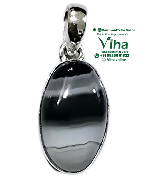 Sulemani Stone 925 Silver Pendant, a smooth oval stone in a silver frame