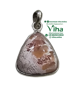 Natural Scolecite Stone Silver Pendant