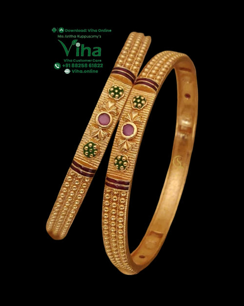 Designer Fancy Bangles, beaded texture and enamel inlays
