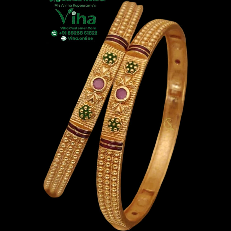 Designer Fancy Bangles, beaded texture and enamel inlays