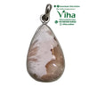 Natural Scolecite Stone Silver Pendant, a teardrop-shaped pendant featuring a polished white and brown patterned stone set in a metallic frame