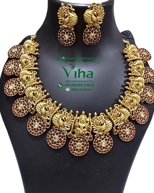 Mahalakshmi Necklace Set with circular medallions