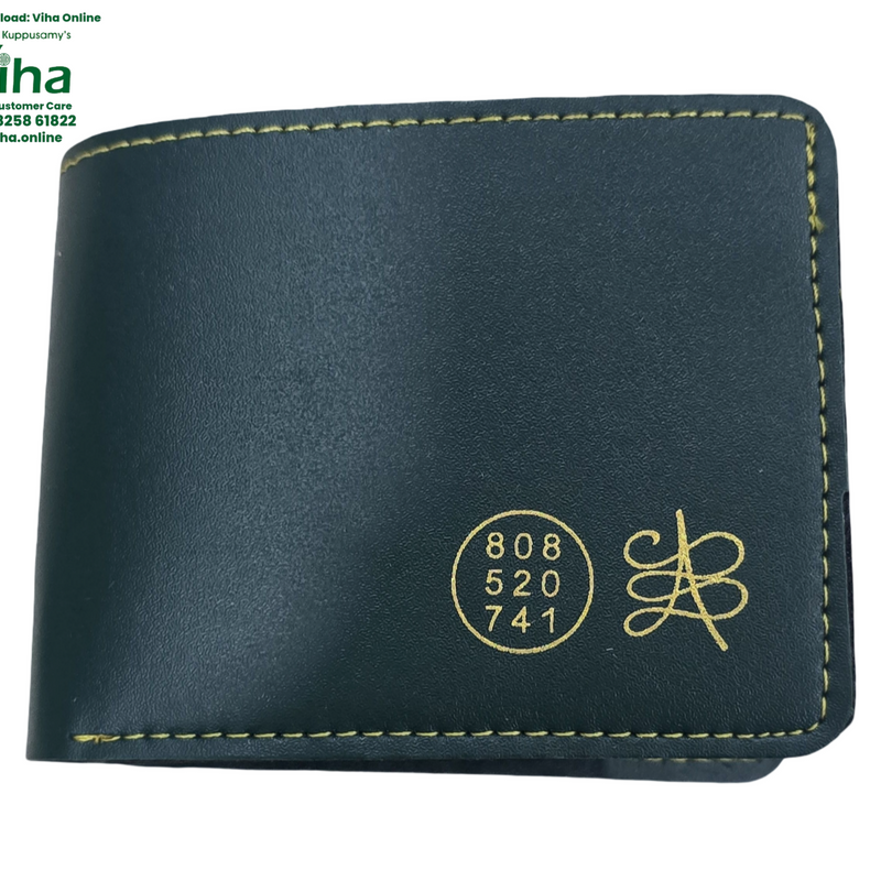 Money Attracting Wallet, dark green rectangular folded wallet