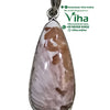 Natural Scolecite Stone Silver Pendant, a silver-toned teardrop pendant with a glossy, patterned brown and white stone inset