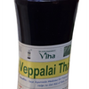 Veppalai Thailam / Vetpalai Thailam, a clear bottle filled with dark liquid featuring a white flip-top cap and a large rectangular label