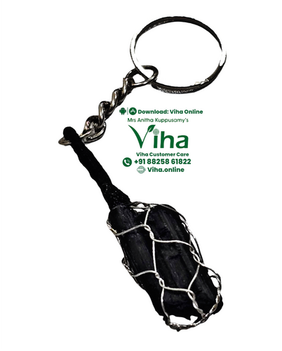 Black Tourmaline Stone Key Chain