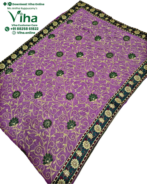 Pure Chiffon Geaorgette Saree, embroidered floral patterns and decorative border
