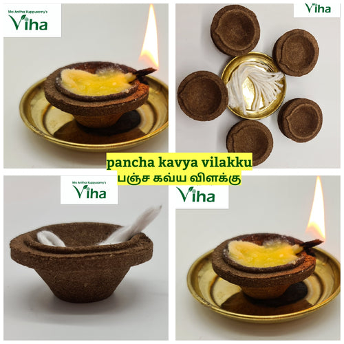 Pancha kavya Vilakku - 10 Pieces (With 1 Brass Plate & Wick)