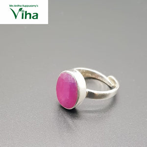 Ruby Silver Finger Ring 5.40 g - Adjustable - For Ladies