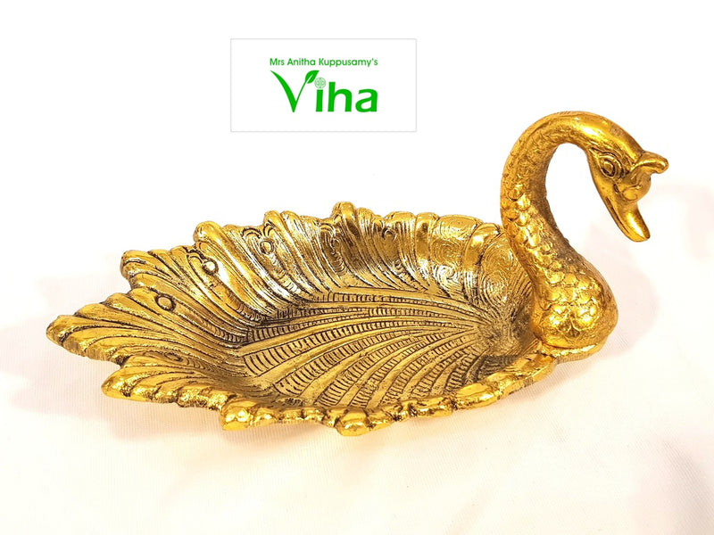 Golden Metal Duck Soap / Chocolates Holder with swan head and neck handle