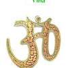 Om Wall Hanging, a gold-toned Om symbol features red and green enamel details with a glossy finish