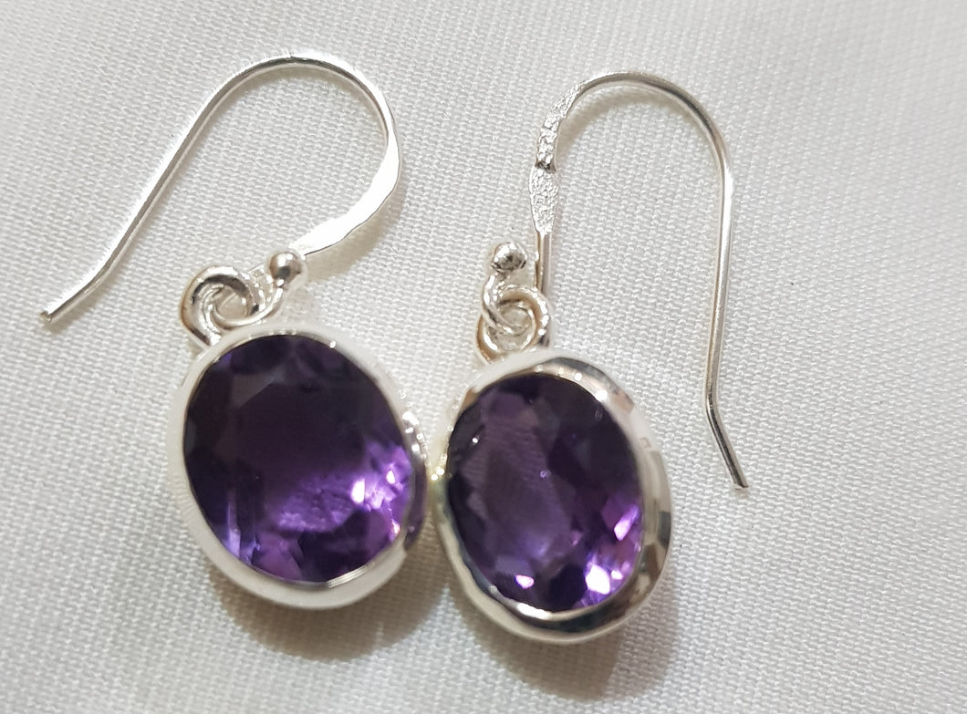 Amethyst Silver Hook Earrings 6.24 g