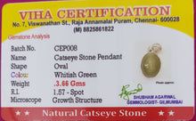 Silver Cat's Eye Stone Pendant - 3.15 g