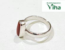 Coral Silver Oval Cut Ring - 4.64 g