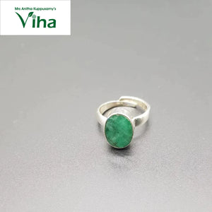 Emerald Silver Finger Ring 6.80 g- Oval Cut