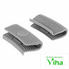 Silicon Heat Resistant Anti-Slip Pot Bowl Holder Clips, two grey matte curved clips with raised ribbed and circular patterns