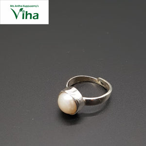 Pearl Silver Finger Ring 4.56 g - Adjustable - For Gents