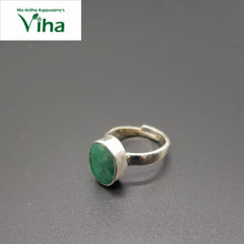 Emerald Silver Finger Ring 5.50 g - Oval Cut - For Ladies
