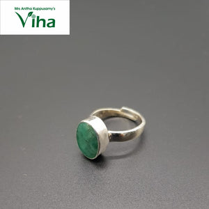 Emerald Silver Finger Ring 5.80 g - Oval cut - For Gents