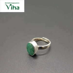 Emerald Silver Finger Ring 6.80 g- Oval Cut