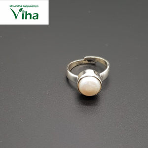 Pearl Silver Finger Ring 4.17 g - Adjustable - For Gents