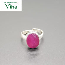 Ruby Silver Finger Ring 5.90 g - Adjustable - For Ladies