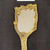 Rectangle Shape Mirror, a hand mirror featuring a gold-toned frame with ornate floral and scroll embossed details surrounding one central reflective surface