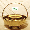 Brass Pooja Flower Basket with fluted pattern along the inner rim