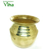 Kalasam With Mahalakshmi Face And Dress, a gold-toned metallic pot with a wide flared rim and three horizontal grooved lines on the body
