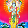 Sri Maha Vishnu Photo - Big, Vishnu standing with the conch, discus and mace, a five-hooded serpent behind him and the ocean below