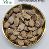 Short Snake Gourd Seeds / Kuttai Pudalangaai Vidhaigal, a round gold-toned bowl filled with numerous greyish brown wrinkled seeds