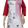 American Crepe Kurti with three-quarter sleeves and a round neckline