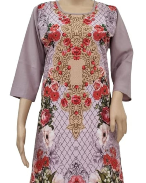 American Crepe Kurti Size - XL with floral print and ornamental front panel