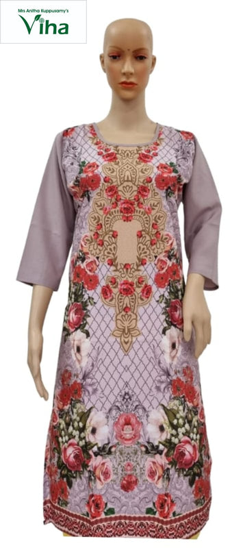 American Crepe Kurti Size - XL with floral print and ornamental front panel